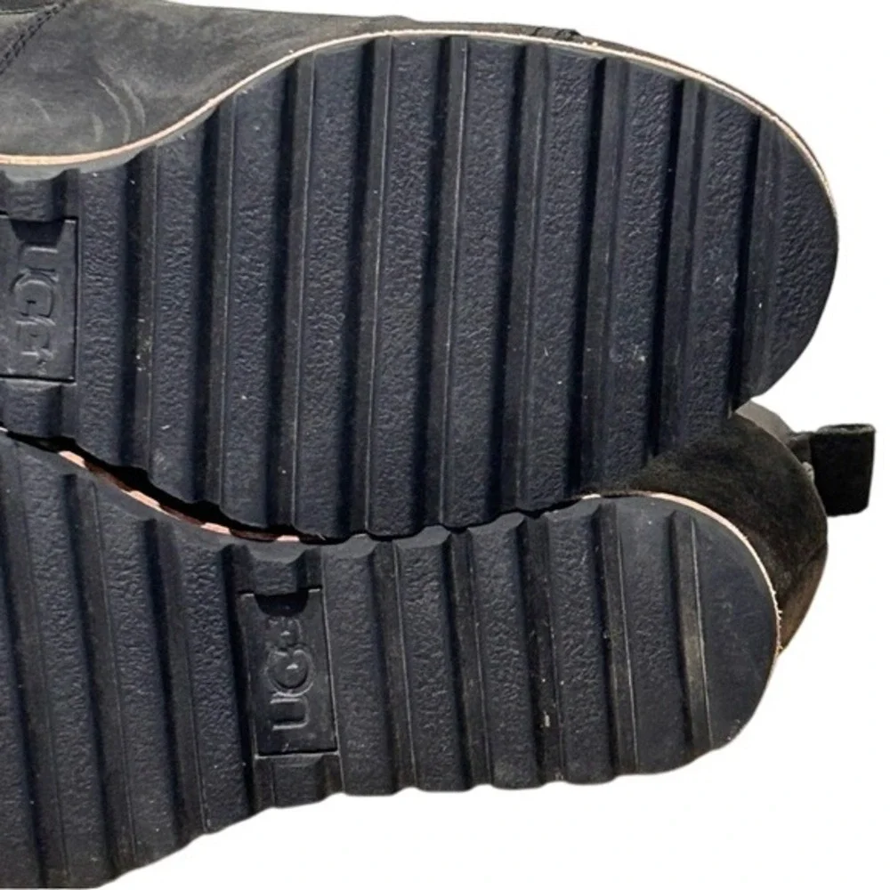 UGG Hidden Wedge Womens 7‎ Ankle Boots Black Suede Slip On